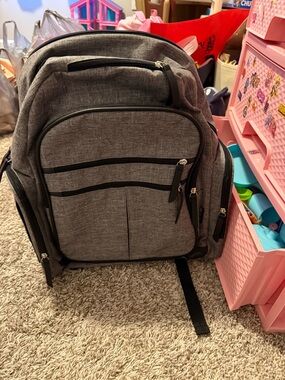 Gray Multi-Pocket Diaper Bag